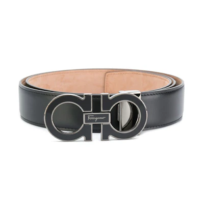 FERRAGAMO Leather Belt Smooth Buckle Black 679750ADJUSTABLE671502002