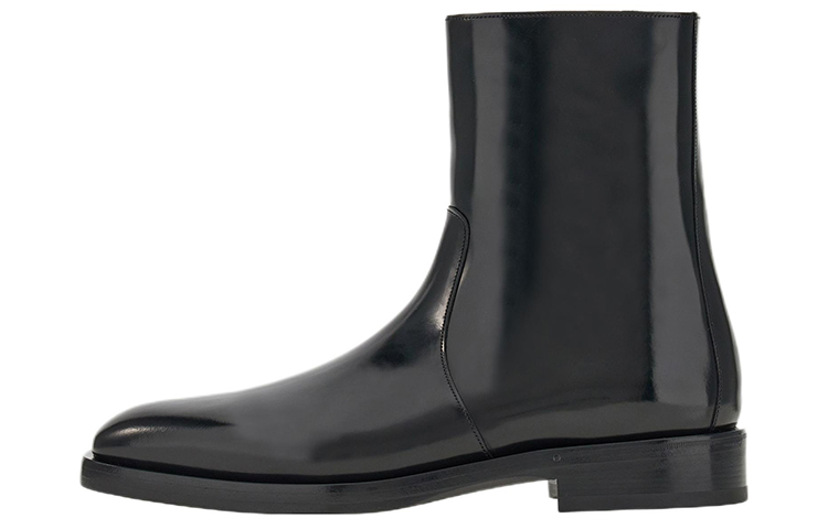 FERRAGAMO Leather Block Heel Zip Ankle Boot 'Black Fashion'