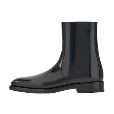 FERRAGAMO Leather Block Heel Zip Ankle Boot 'Black Fashion'