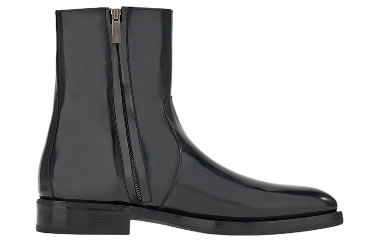 FERRAGAMO Leather Block Heel Zip Ankle Boot 'Black Fashion' 圖 2