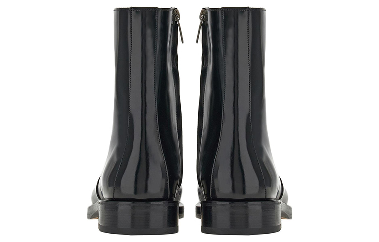 FERRAGAMO Leather Block Heel Zip Ankle Boot 'Black Fashion' 圖 5