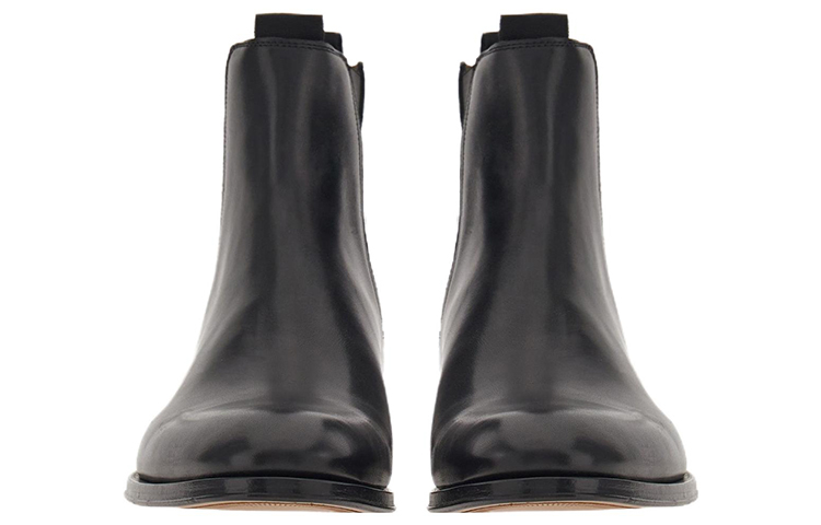 Shop FERRAGAMO Leder Chelsea Boots ''Glatt Mandelkappe Schwarz'' 021622-762476
