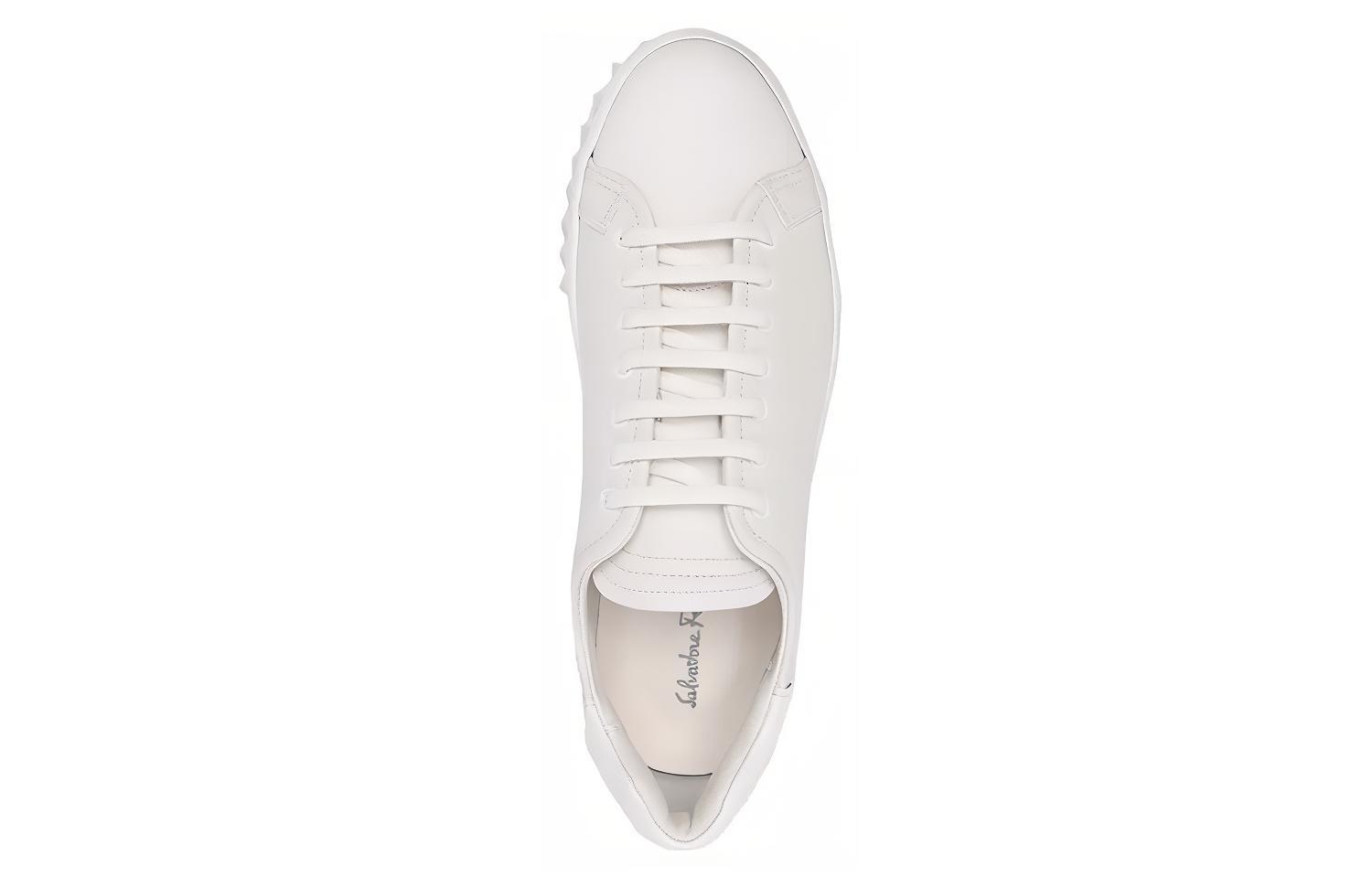FERRAGAMO Leather Fashion Sneakers 'White' 圖 5