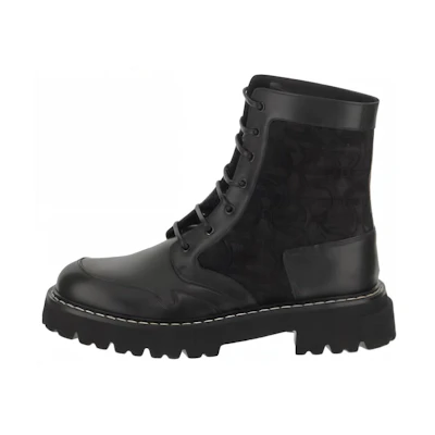FERRAGAMO Leather Lace-Up Ankle Boot 'Fashion Black'