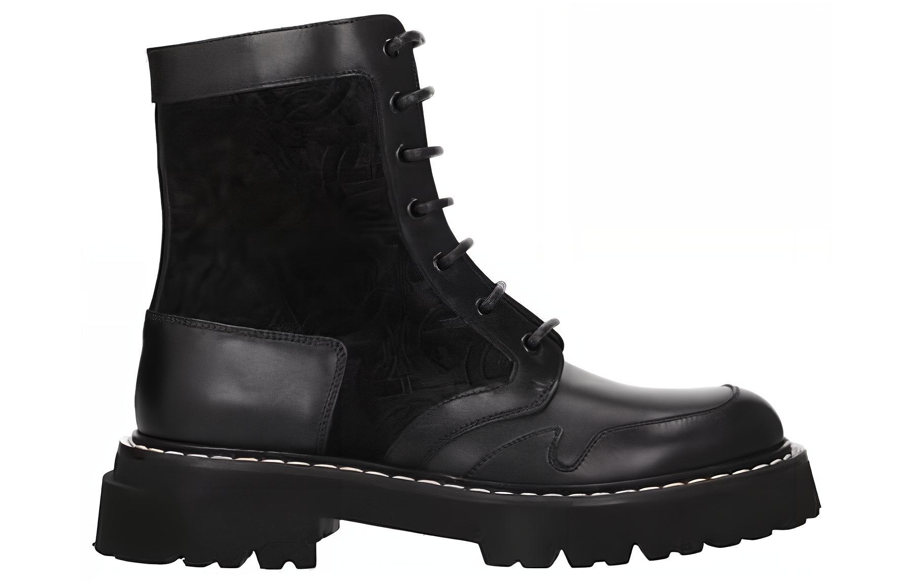 Order フェラガモ レザー レースアップ アンクルブーツ (ブラック) 020929-756726