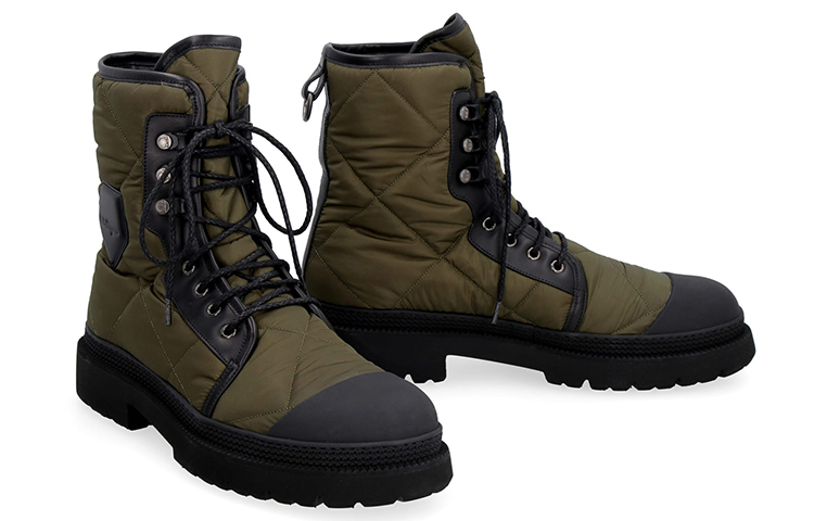 Order フェラガモ レザー レースアップブーツ (グリーン) 02C662-738020