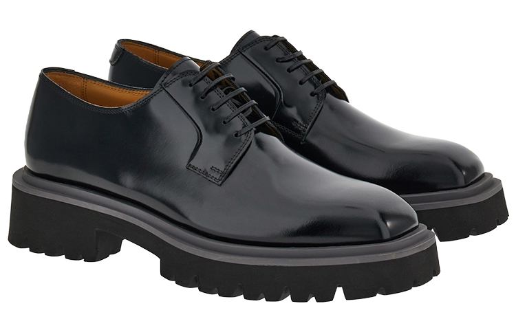 Order FERRAGAMO Sepatu Kulit Tali Pria 'Hitam Square Toe' 021376-762539