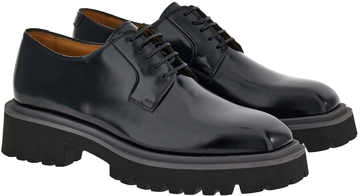 FERRAGAMO Sepatu Kulit Tali Pria 'Hitam Square Toe' 021376-762539 Order FERRAGAMO Sepatu Kulit Tali Pria 'Hitam Square Toe' 021376-762539