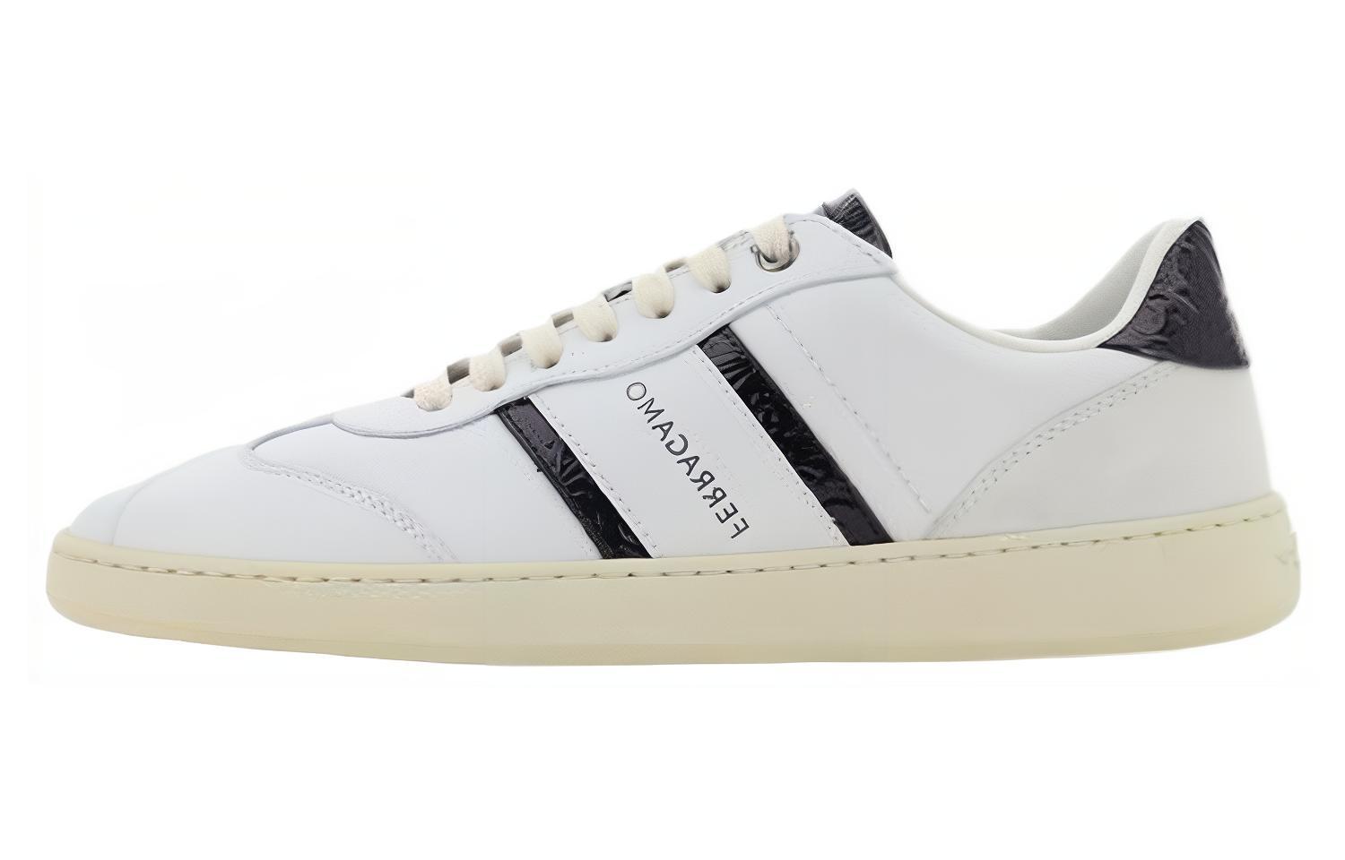 FERRAGAMO Leather Low Top 'White Lace-Up' 022170-766323