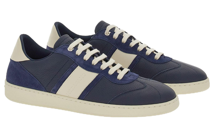 Order FERRAGAMO菲拉格慕 牛皮 標誌性低幫 時尚板鞋 男款 藍白色