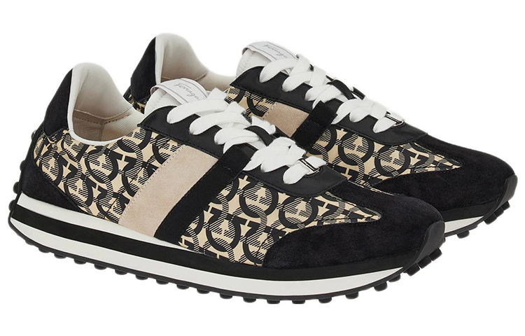 FERRAGAMO Leather Nylon Low 'Black Beige' 圖 2