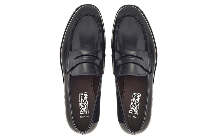 FERRAGAMO Leather Penny Loafers 'Black' 圖 3