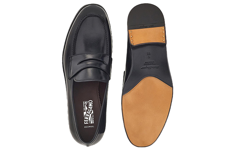 FERRAGAMO Leather Penny Loafers 'Black' 圖 5
