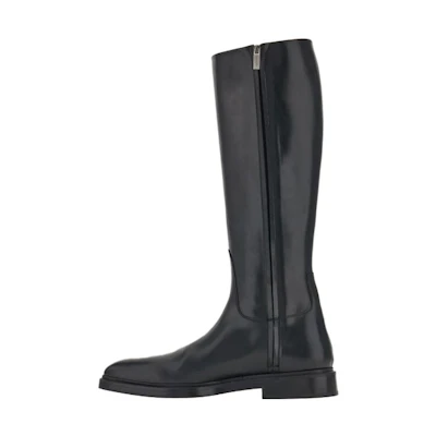 FERRAGAMO Leather Pointed Toe Zip High-Top Boots 'Black'