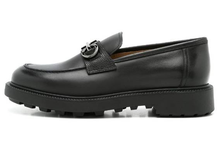 FERRAGAMO Leather Slip-On Round Toe 'Black Fashion' 021141-762334