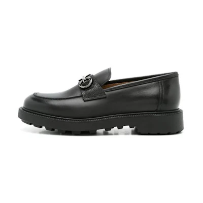 FERRAGAMO Leather Slip-On Round Toe 'Black Fashion'