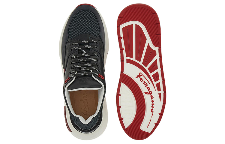 FERRAGAMO Leather Sneaker 'Black and Red' 圖 5