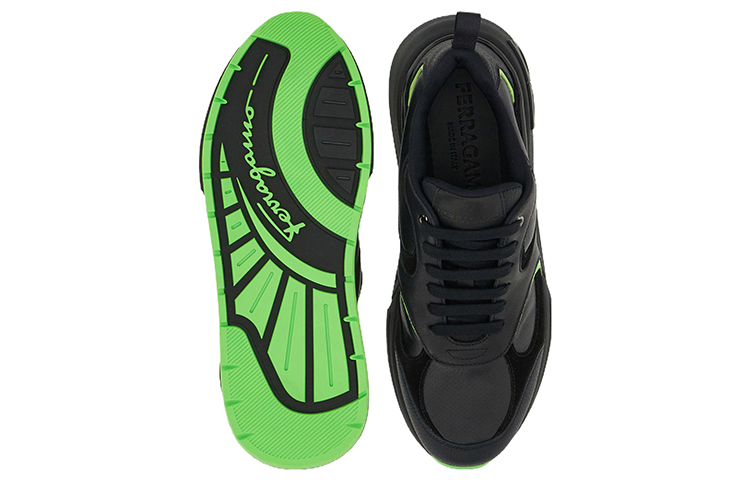 Purchase Zapatillas de Cuero FERRAGAMO 'Panel Negro Verde' 021614-762902