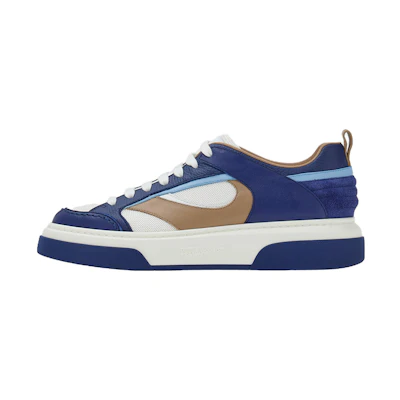FERRAGAMO Leather Sneaker 'Blue and White Embellished'