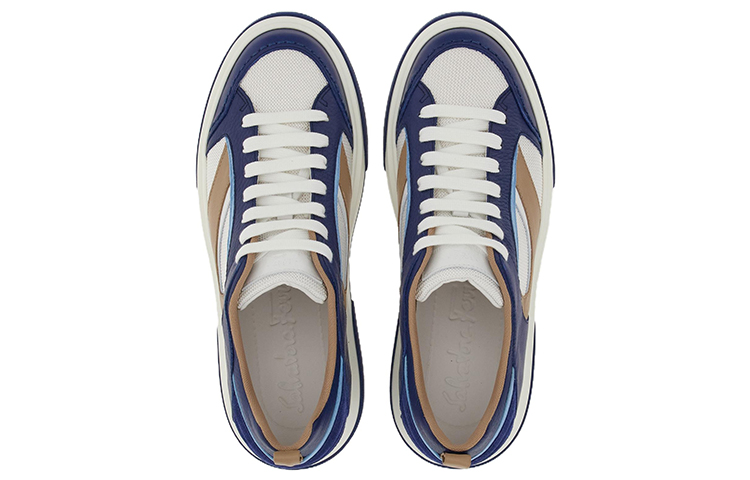FERRAGAMO Leather Sneaker 'Blue and White Embellished' 圖 3