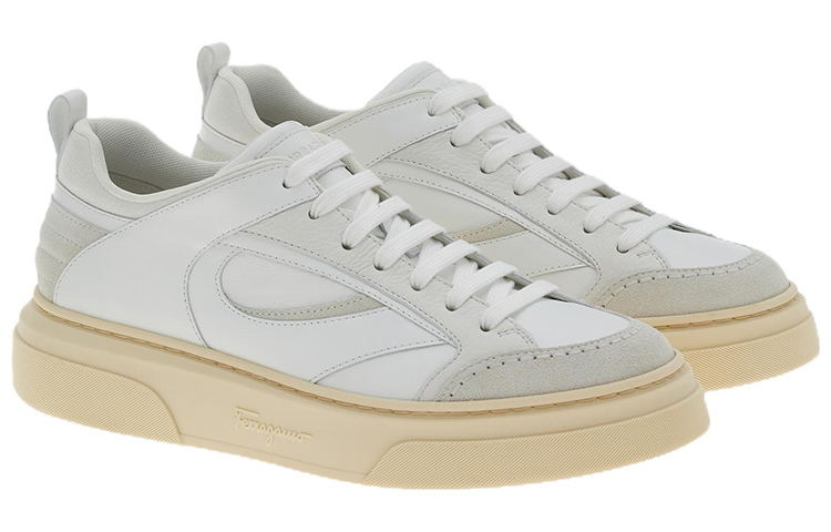 FERRAGAMO Leather Sneaker 'White Grey' 圖 2
