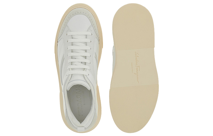 FERRAGAMO Leather Sneaker 'White Grey' 圖 5