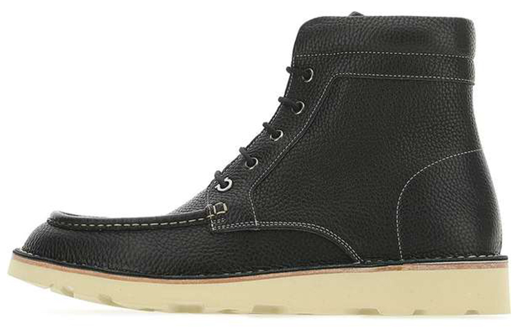 FERRAGAMO Leather Stitching Lace-Up Boots 'Black' 02C224-725667