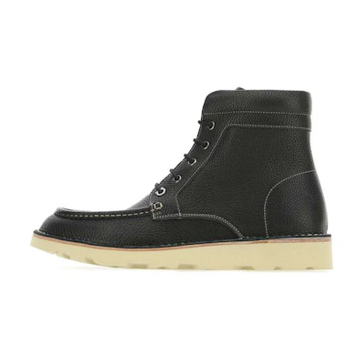 FERRAGAMO Leather Stitching Lace-Up Boots 'Black'