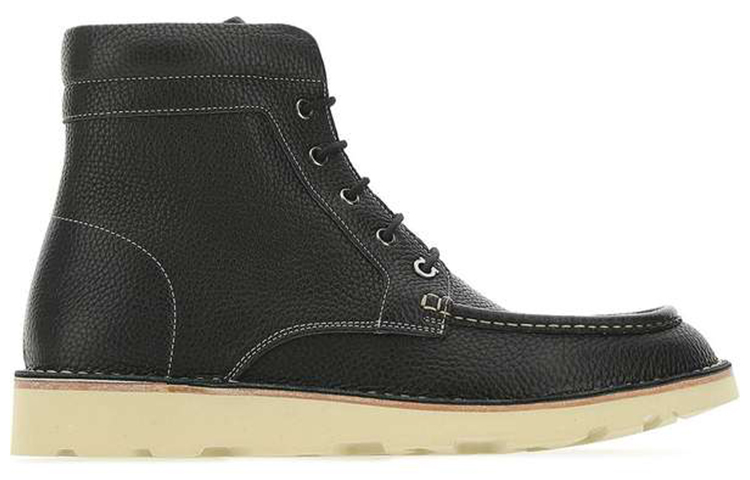 Order FERRAGAMO Sepatu Boot Kulit Jahitan Tali Warna Hitam 02C224-725667