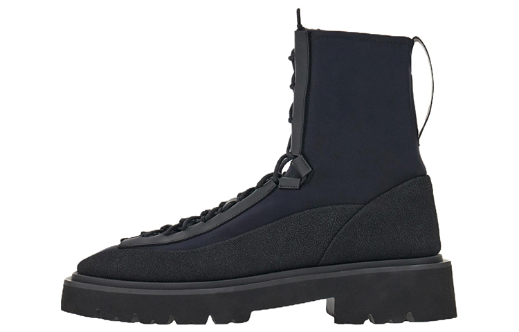 FERRAGAMO Leather Weave Lace-up Outdoor Boot 'Black' 021381-760644