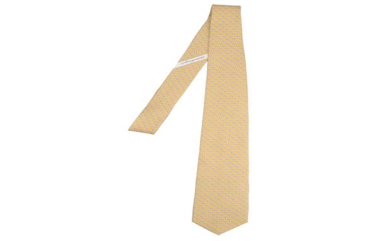FERRAGAMO Letter Print Yellow Tie for Men. 350814757981