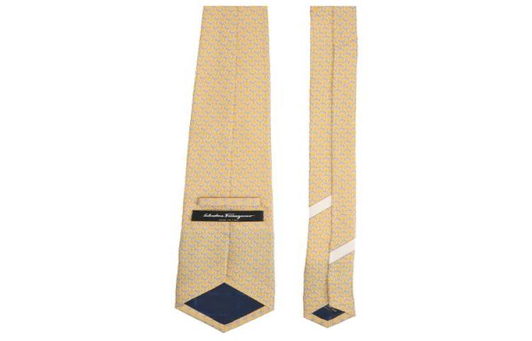 Lookbook フェラガモ メンズ用 レタープリント イエロー ネクタイ 350814757981