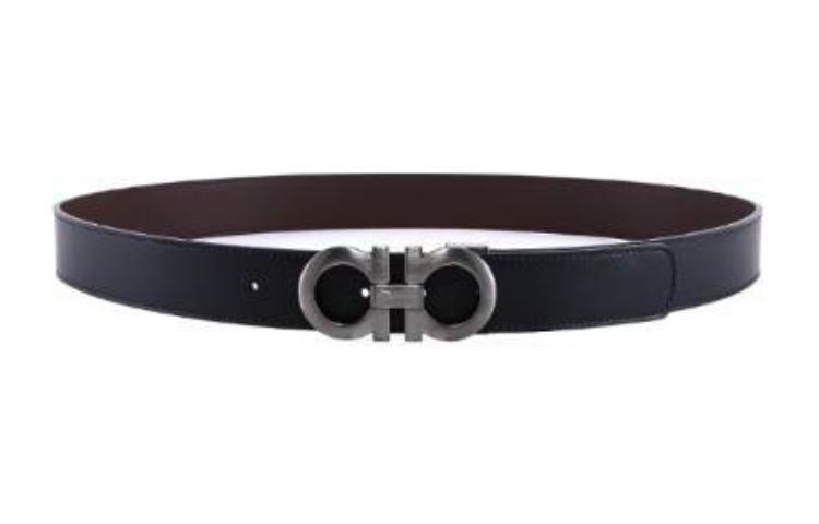 Lookbook 菲拉格慕logo装饰平滑扣头小牛皮腰带黑色男士配饰 675542046423