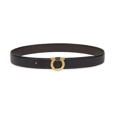 FERRAGAMO Logo Design Black Leather Belt for Men 670314770916