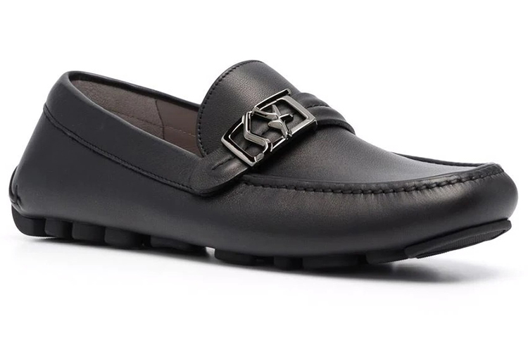 FERRAGAMO Logo Loafers 'Black Leather' 圖 2