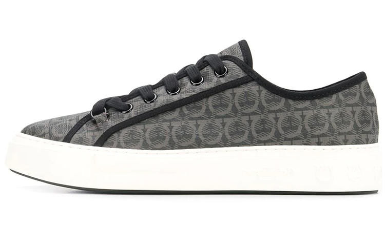 FERRAGAMO Logo Print Fashion Sneaker 'Grey White Black'