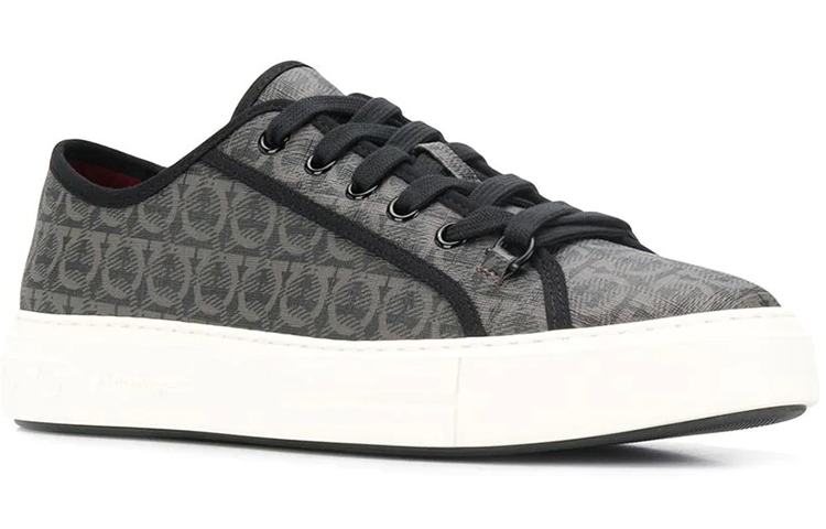 FERRAGAMO Logo Print Fashion Sneaker 'Grey White Black' 圖 2