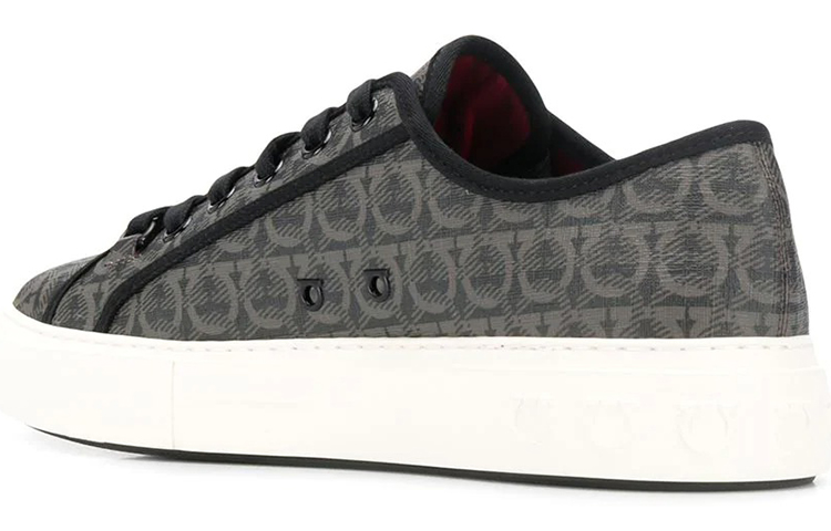 FERRAGAMO Logo Print Fashion Sneaker 'Grey White Black' 圖 3