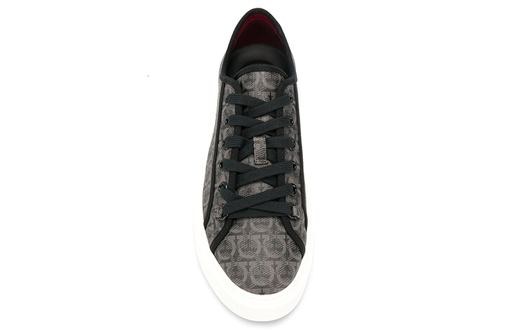 FERRAGAMO Logo Print Fashion Sneaker 'Grey White Black' 圖 4