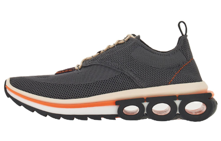 FERRAGAMO Low-Top Lace-Up 'Grey Fabric Leather'