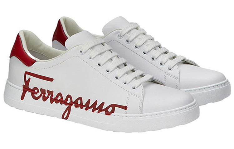 Order FERRAGAMO Kasut Rendah Ikat Tali 'Putih Merah' 020490-747220