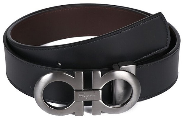 Ferragamo磨砂皮革腰带,双面扣头,黑色,宽3.5cm 675542-0464231 Shop Ferragamo磨砂皮革腰带,双面扣头,黑色,宽3.5cm 675542-0464231