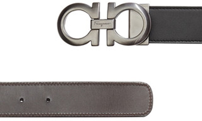 Ferragamo磨砂皮革腰带,双面扣头,黑色,宽3.5cm 675542-0464231 1