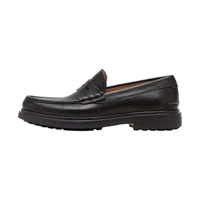 FERRAGAMO Moccasin 'Handcrafted Black Calfskin with Thick Rubber Sole'