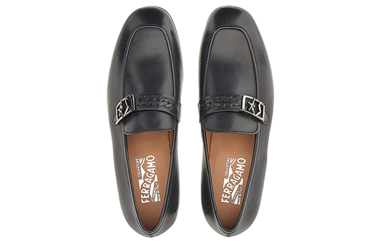 FERRAGAMO Moccasin Loafers 'Black SF Buckle' 圖 3