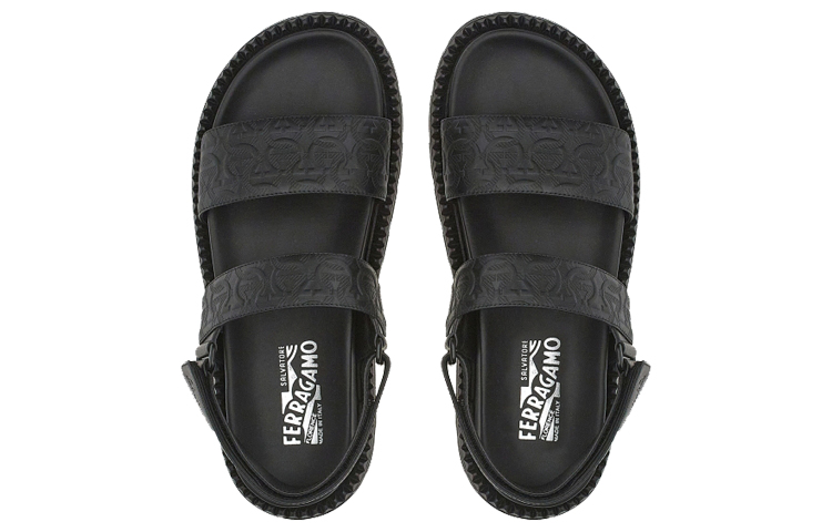 FERRAGAMO Open-Toe Velcro Slide 'Fashion Black' 圖 4