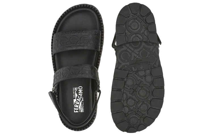 FERRAGAMO Open-Toe Velcro Slide 'Fashion Black' 圖 6