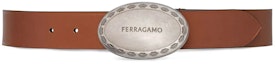 Order Ferragamo 男士棕色皮带椭圆标志扣腰带. 765398