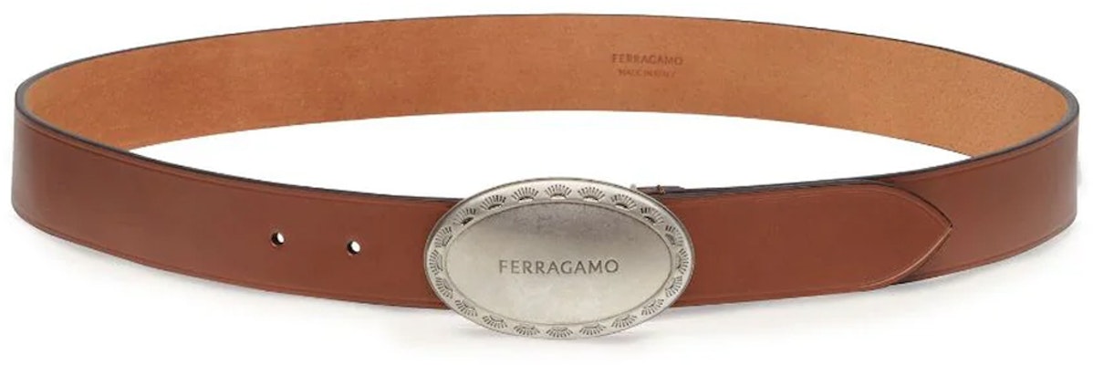 Ferragamo 男士棕色皮带椭圆标志扣腰带. 765398 Lookbook Ferragamo 男士棕色皮带椭圆标志扣腰带. 765398