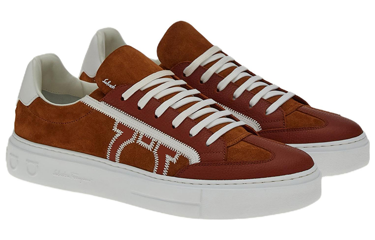 Order FERRAGAMO Gepolijste Veterschoen ''Bruin Wit'' 02B726-757668